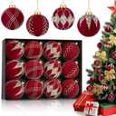 3.15inch Brown Velvet Christmas Ornaments Balls Flocked Christmas Tree Glittering Plastic Balls Xmas Hanging Ornaments  Red