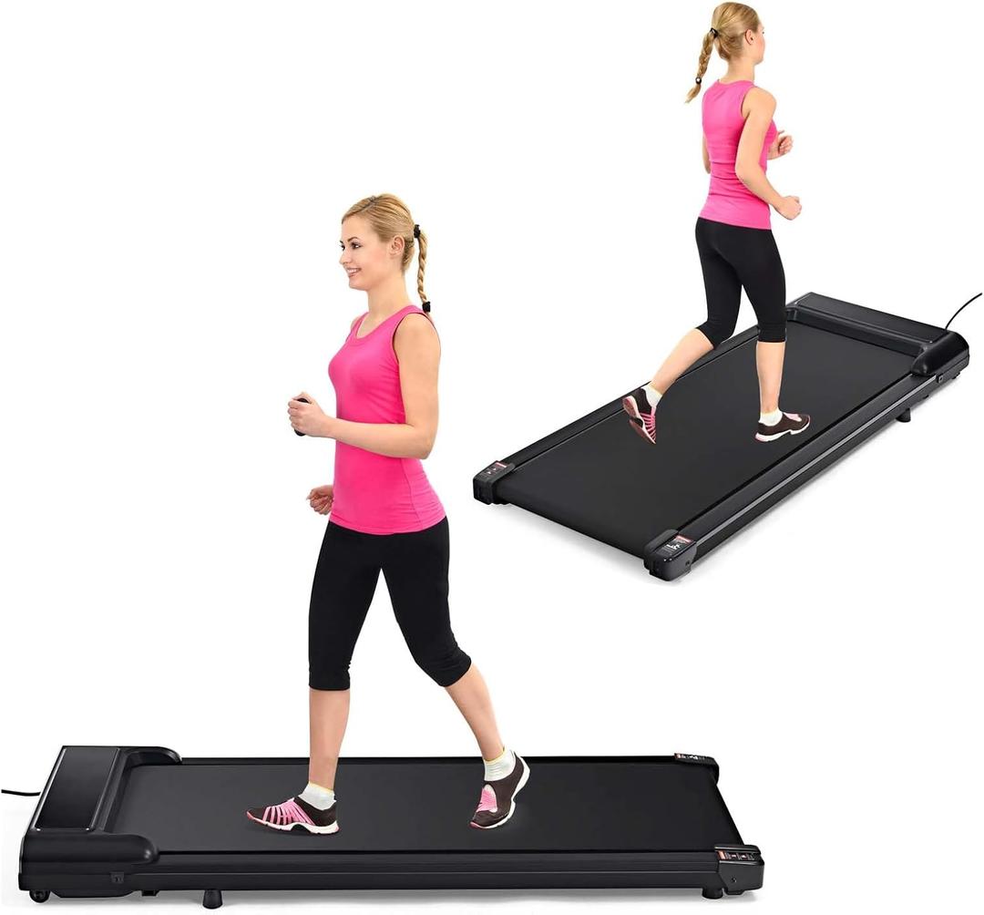 Walking Pad Under Desk Treadmill 2 in 1, 2.5HP Portable Treadmill for Office & Home, Ultra Quiet & Installation-Free with 0.6-3.8mph, Remote Control, LED Display, 300 Lb Capacity