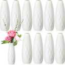 10 Pack Composite Plastic Flower Vases Bulk White Small Tall Conic Floral Vases for Centerpieces Unbreakable Bud Vase for Wedding Party Living Room Decor (Elegant)