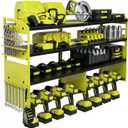 Power Tool Organizer Wall Mount, Standard Edition, Green | Heavy Duty 600 Lbs Metal Tool Storage Rack, 4-Tier Garage Drill Holder & Workshop Battery Management Station