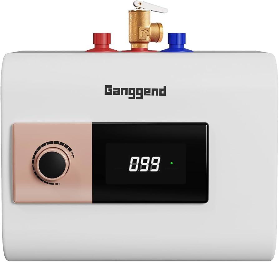 2.5 Gallon Electric Water Heater, 1500W 110V Mini Tank Under Sink Instant Hot Water Heater with Pressure Release Valve, Digital Display for Kitchen, RV, Laundry,Food Truck, Beige