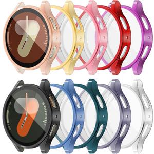 RICHONE 10 Pack Compatible with Samsung Galaxy Watch 7 40mm Screen Protector Case, Soft TPU Protective Face Cover Colored Bumper Accessories for Women Men (10 Colors, Samsung Watch7 40 mm)