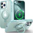 PIXIU Strong Magnetic for iPhone 16 Pro Max case Compatible with Mag-Safe, Built-in Invisible Stand,Military Shockproof Slim Protective Matte Phone Cover for iPhone 16 Pro Max 6.9"-Teal