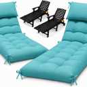 Waterproof Lounge Chair Cushion Set of 2, Outdoor Fade Resistant Chaise Lounger Replacement Cushions with 6 Ties, Thickened Memory Foam Pool Lounge Chair Cushions, 76 x 22 x 4.7 Inches, Teal1#, 2 Pack