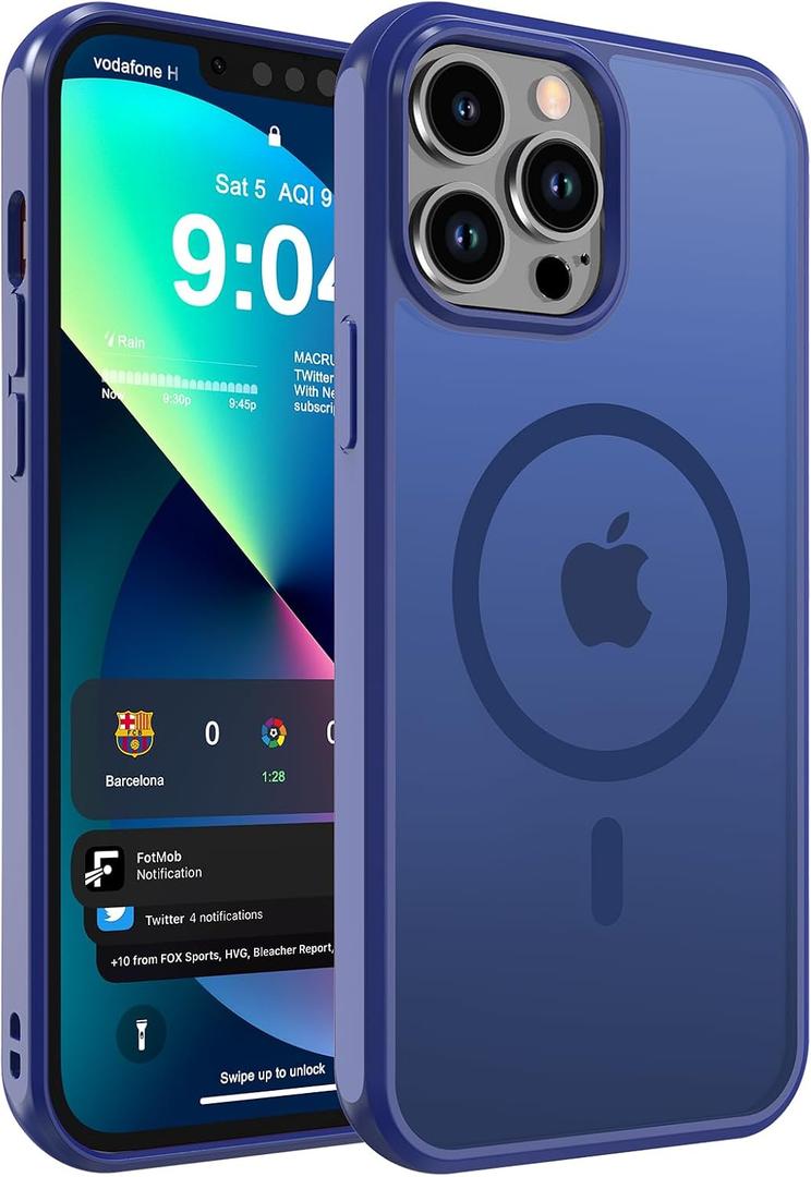 DEERLAMN Magnetic Matte Case for iPhone 15 Pro 6.1-Inch, [Compatible with MagSafe][Military Grade Drop Protection] Anti-Fingerprint Slim Translucent Shockproof Protective Phone Cover, Blue
