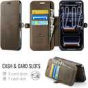 for iPhone 17 Pro Case Wallet Compatible with Magsafe, Slim PU Leather Flip RFID Blocking Card Holder Stand Shockproof Magnetic Women Men Wallet Phone Case Cover for iPhone 17 Pro, Brown