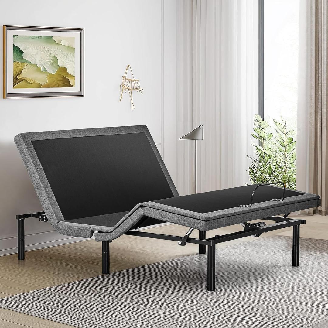 Sweetcrispy Electric Bed Twin XL, Ergonomic Adjustable Bed Frame with Wireless Remote, Head and Foot Incline, Zero Gravity Bed with 2 USB Ports, Anti-Snore, Easy Assembly