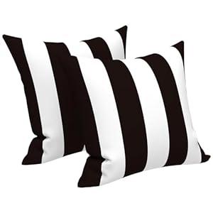 LVTXIII Outdoor Throw Pillow Covers 16 x 16 Inch, Covers ONLY Modern Cute Pattern Decorative Square Toss Pillow Case Pack of 2 for Home Patio Garden Sofa Bed Furniture, Cabana Black