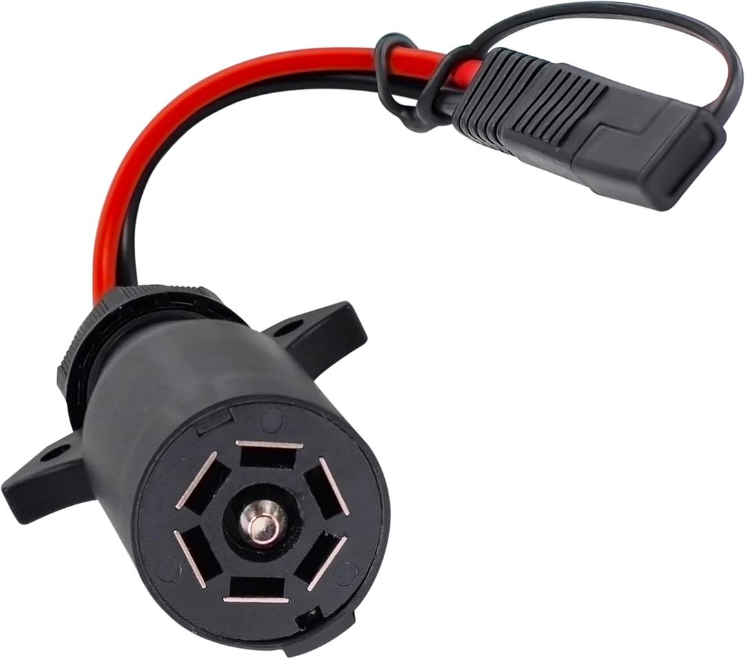 VIAIR 7-Way Power Access - 7-Way Trailer Plug to 2-Pin SAE Connector with 12 Gauge Wire & Smart Connect Compatible - 12V Power Supply for Air Compressor, Truck, RV, Boat & ATV Hitch Adapter