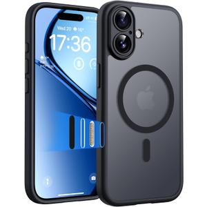 TOCOL for iPhone 17 Case with Camera Control Capture Button, Compatible with Magsafe Charger, Built-in Magnetic Ring, Translucent Matte Phone Case for iPhone 17 6.3 inch (Key Black)