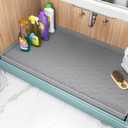 TigeJoy Under Sink Mat for Kitchen Cabinet 34" x 22", Upgraded Thick Silicone Waterproof Protector with Raised Edge, Anti-Leak Shelf Liner for Bathroom Tray Sink Organizers and Storage (Light Gray)