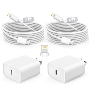 Fast Charger iPhone,iPhone Charger Fast Charging 2Pack USB C Wall Charger Block Fast i Phone Chargers 6FT Type-C USB C to Lightning Cable Cord for iPhone14/14Plus/13/12/11 Pro Max,Mini,8,iPad/AirPods