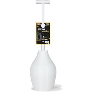 Korky BeehiveMAX Hideaway - Heavy Duty Toilet Plunger with Holder - Drip Free Carry - Seals All Bowl Shapes  Powerful Clog Removal, 97-5 (White)