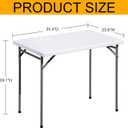 Folding Table 3ft Rectangular All-Occasion Plastic Folding Event Table for Indoor and Outdoor, Portable Desk, Camping, Durable and Stable, HDPE and Steel, Wide Application, White
