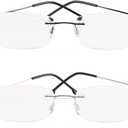 Viseng Set of 2 Rimless reading glasses titanium metal ultra light Readers of Men Women