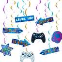 WERNNSAI Video Game Hanging Swirls - 21 PCS Video Game Party Decorations for Kids Boys Gamer Birthday Party Ceiling Window Door Decors Hanging Whirls Streamers for Gaming Night Party Supplies