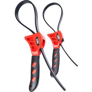 SMART JERRY - Rubber Strap Wrench Plumbing | 2-Pack Anti-Scratch Belt Wrenches for Shower Heads, Oil Filter, Pipes & Drain | Adjustable Shower Head Wrenches | Oil Filter Strap Wrench