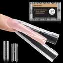 JEWHITENY 140 PCS Sandwich Nails Dual Forms: Long Square Reusable Nail Forms with Guide Lines,14 Sizes Nail Mold for Nails Extension, Salon & Home DIY Nail Art Tools
