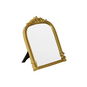 LuHeToz Gold Plastic Arched Makeup Mirror, Standing, Hanging or Wall Mount, Bathroom, Living Room, Bedroom Gold Decorative Mirror (10.6x8.6 inch)