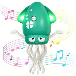 Dancing Octopus Baby Toy - Electric Crawling Octopus Tummy Time Toy - USB Rechargeable Dancing Musical Squid Toys with Lights, Birthday Gifts for 3 4 5 6 Year Old Boys Girls, Funny Desk Decor (Green) Pack of 2