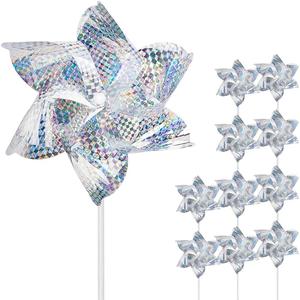 Reflective Pinwheels,10-Pack Extra Sparkly Pinwheels for Garden Decor, Pinwheels for Kids,Scare Birds Away from Garden Yard Patio Lawn Farm (10 Pack).