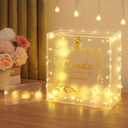 DIWNELEM Acrylic Wedding Card Box with Lock String Light Frosted Large Card Box for Wedding Letter Box Envelope Box Acrylic Gift Card Box Money Box for Party Birthday Reception (9.6*9.2*9.6 inches, Model 3)