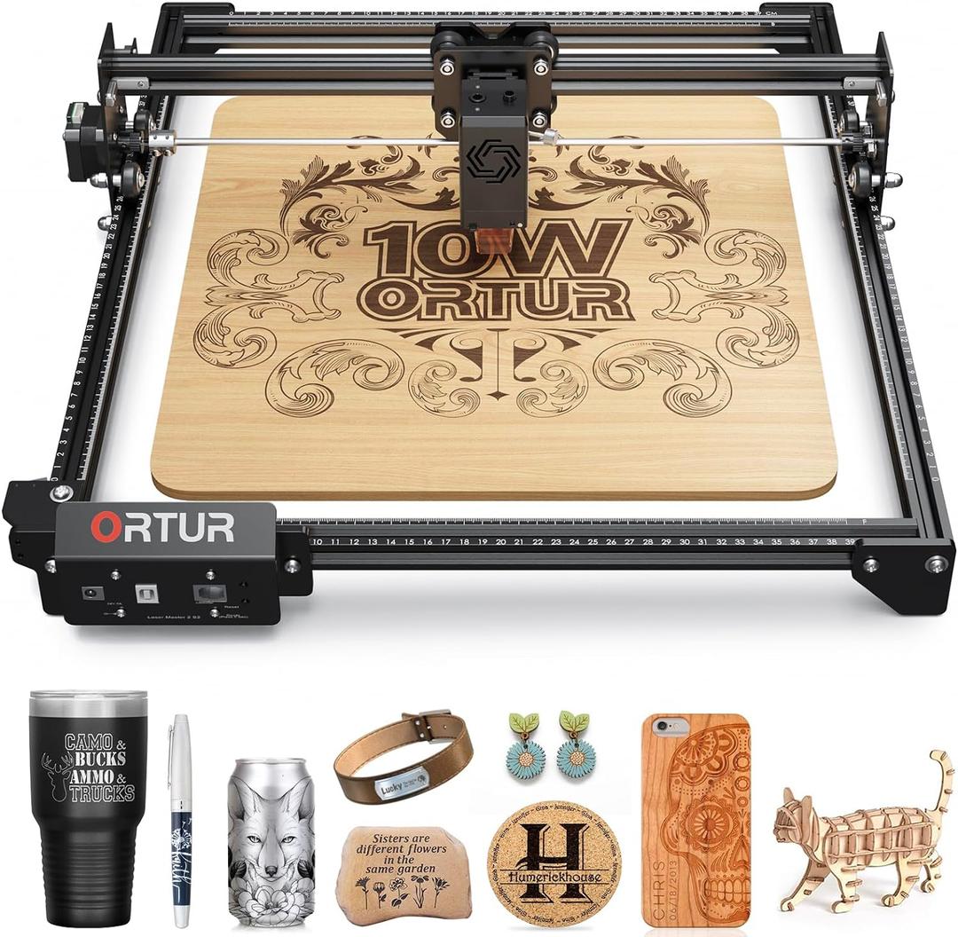 ORTUR Laser Master 2 S2 LU2-10A Laser Engraver Laser, 10000mW Engraving Cutting Machine, Class 4 High Accuracy Laser Cutter, DIY Laser Marking for Metal