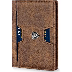 GSOIAX Wallet for Men Slim RFID Blocking Front Pocket Bifold Wallet Leather Money Clip 10-12 Cards Mens Wallet with ID Window Thin Minimalist Credit Card Holder Birthday Gifts for Men Patterned-Brown