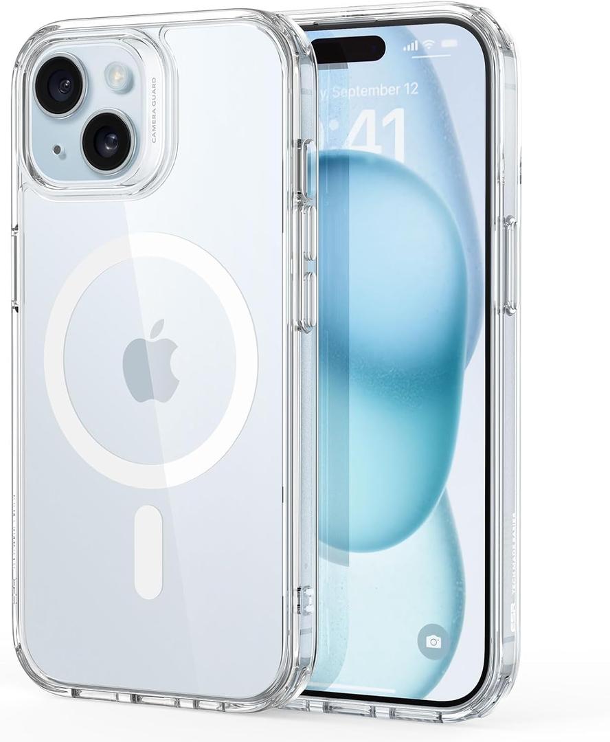 ESR for iPhone 15 Plus Case, Compatible with MagSafe, Shockproof Military-Grade Protection, Scratch-Resistant Back, Magnetic Phone Case for iPhone 15 Plus, Classic Hybrid Case, Clear