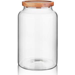 Labina Glass Storage Container Airtight Food Jars Kitchen Canister with Wood Lids, 88 Oz Wide Mouth Pantry Organization Glass Jar for Flour, Sugar, Cookie, Spagetti, Nuts and Candy (B5: 88 Oz 1 pcs)