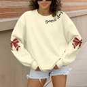 DUTUT Game Day Sweatshirt Women: Cute Football Bow Graphic Pullover Tops Casual Football Season Long Sleeve Shirt (L)