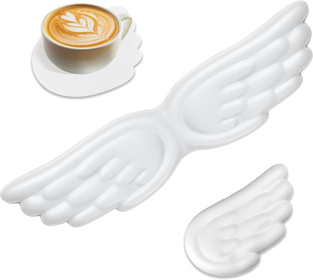 Angel Wing Wrist Rest,Cute Wrist Rest for Keyboard and Mouse,Hand Rests Set Include Ergonomic Keyboard & Mouse Hand Rest and Coaster,Filled Resilient Memory Foam,for Work,Study,Gaming (White)