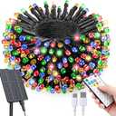 SOLARBABY Solar Christmas Lights Outdoor,142Ft 400 LED Crystal Beads Solar String Lights with Remote,19 Mode Christmas Light Solar Power Waterproof for Garden Patio Xmas Tree Christma Decor,Multicolor
