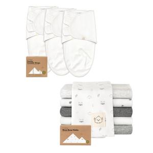 KeaBabies 3-Pack Baby Swaddle Sleep Sacks and 6-Pack Baby Burp Cloths for Boys and Girls - Newborn Swaddle Sack - Large and Absorbent Infant Burping Cloth, Newborn Towel