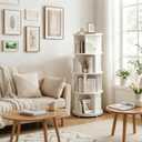 4 Tier Rotating Bookshelf, 360 Spinning Bookcase Tower, White