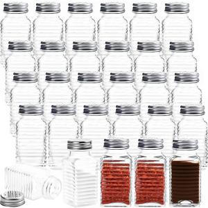 WUWEOT 30 Pack Salt and Pepper Shakers, 3.3oz Glass Shakers Spice Jar with Metal Lids for Salt, Pepper, Spices, Seasonings, Restaurant & Home Kitchen Supplies