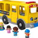 Fisher-Price Little People Toddler Learning Toy, Big Yellow School Bus Pull-Along Vehicle & 4 Figures for Kids Ages 1+ Years, Multilanguage Version, 19.29 X 7.68 X 10.63 Inches