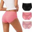 INNERSY Women's Seamless No Show Hipster Panties Invisible Light Underwear 3-Pack, Large, Berry Night