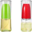 Vinegar and Oil Spray Bottle Mist Sprayer BBQ Cooking Tools Kitchen Tools and Accessories Refillable Oil Sprayer with glass Bottle (Cylinder, Green and Red)