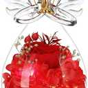 Valentines Day Rose Gifts for Her,Fresh Flowers for Delivery,Birthday Gifts for Women Mom,Preserved Flowers in Glass Angel Figurine,Mothers Day Rose Gift for Mom Grandma,Light Up Red Gift Valentines