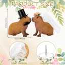 Sliner Capybara Cake Topper Couple Wedding Cake Toppers Decor Funny Bride and Groom Animal Theme Wedding Decor Novios Para Pastel for Engagement Bridal Showers Funny Couple Statue Anniversary