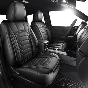 FREESOO 2 Front Tacoma 2005-2023 Seat Covers Custom Fit for Toyota Tacoma Double Crew Cab Faux Leather Pickup Truck Seat Covers (2 PCS Front, Black)