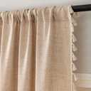 F-CHU Boho Linen Curtains 96 Inches Long 2 Panels Super Soft Light Filtering Country Rustic Semi Sheer Farmhouse Curtain Rod Pocket Beige Curtains 52x96