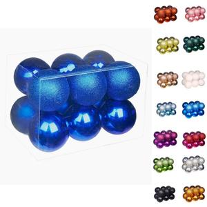 Emopeak 12Pcs Christmas Balls Ornaments for Xmas Christmas Tree - 4 Style Shatterproof Christmas Tree Decorations Hanging Ball for Holiday Wedding Party Decoration (Navy Blue, 3.2"/8CM)