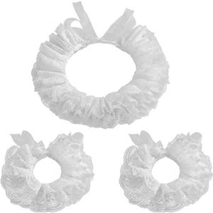 Lace Neck Ruffle Collar and Wrist Cuff Sleeves Detachable Clown Costume Accessories (White)