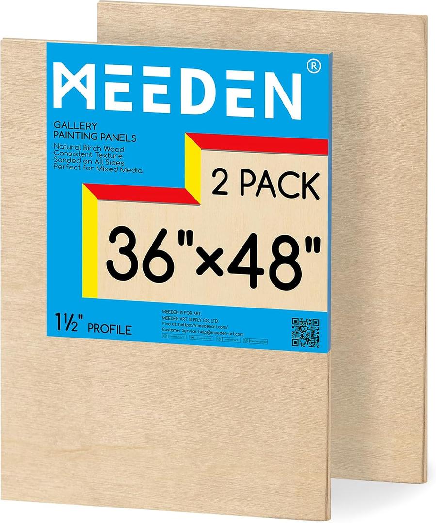 MEEDEN Unfinished Wood Canvas Board: 1-1/2" Deep 36x48 Wooden Canvas Panel Pack of 2 - Blank Cradled Wood Art Board for Painting