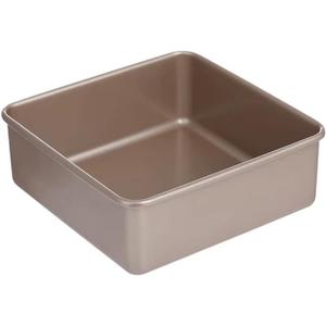 Siking 8'' x 3'' Deep Square Cake Pan Baking Mold Non-stick Coating Heavy Duty Brownie Bread Tray ( Champagne Gold ) (8 8 3 inch)