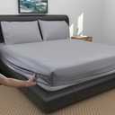 100% Egyptian Cotton Fitted Sheet, 18" Deep Pocket & 600 Thread Count Breathable Bottom Sheet (1 Fitted Sheet Only, Gray, King)
