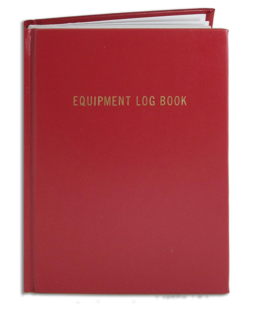 BookFactory Equipment Log Book - 168 Pages 5'' x 7'' Red Cover Section Sewn Hardbound (Made in USA)
