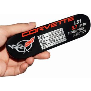 1Pc C5 Corvette Spec Data ID Metal Plate Consoler Emblem 3D Badge Nameplate LS1 350HP 2001-2004 Replacement for Corvette